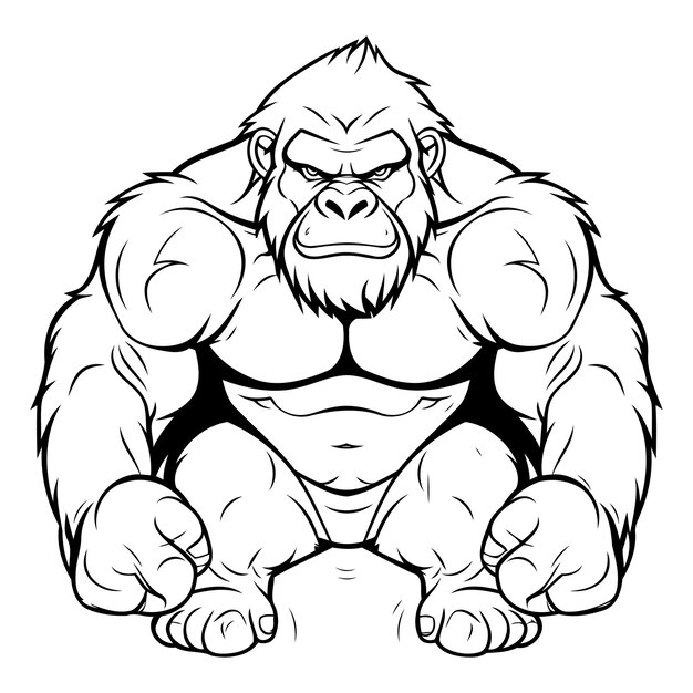 Gorilla Cartoon Mascot Vector illustration ready for vinyl cutting