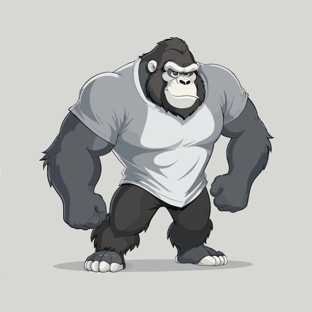 Vettore di carattere gorilla su sfondo bianco