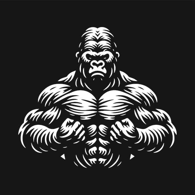 Gorilla ChestBeat Woodblock Vector Art