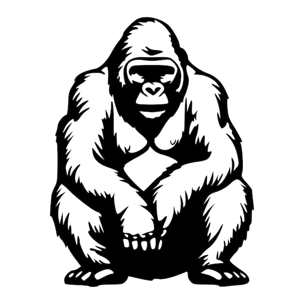 Gorilla clipart black outlines vector illustration