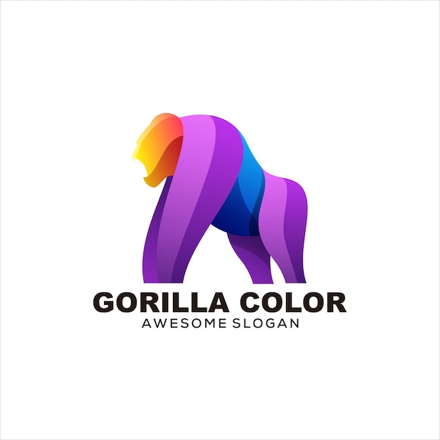 Gorilla colorful logo illustration