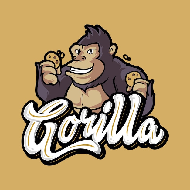 Печенье гориллы иллюстрация логотип вектор