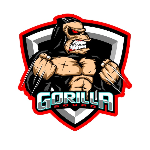 Gorilla esport mascotte logo ontwerp