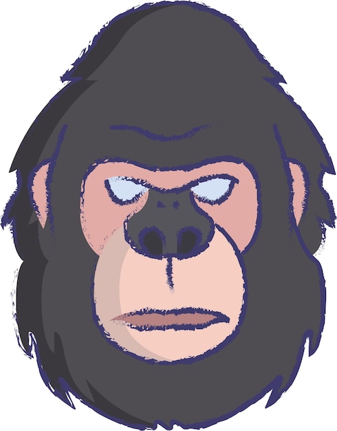 Vector gorilla face hand drawn vector illustration