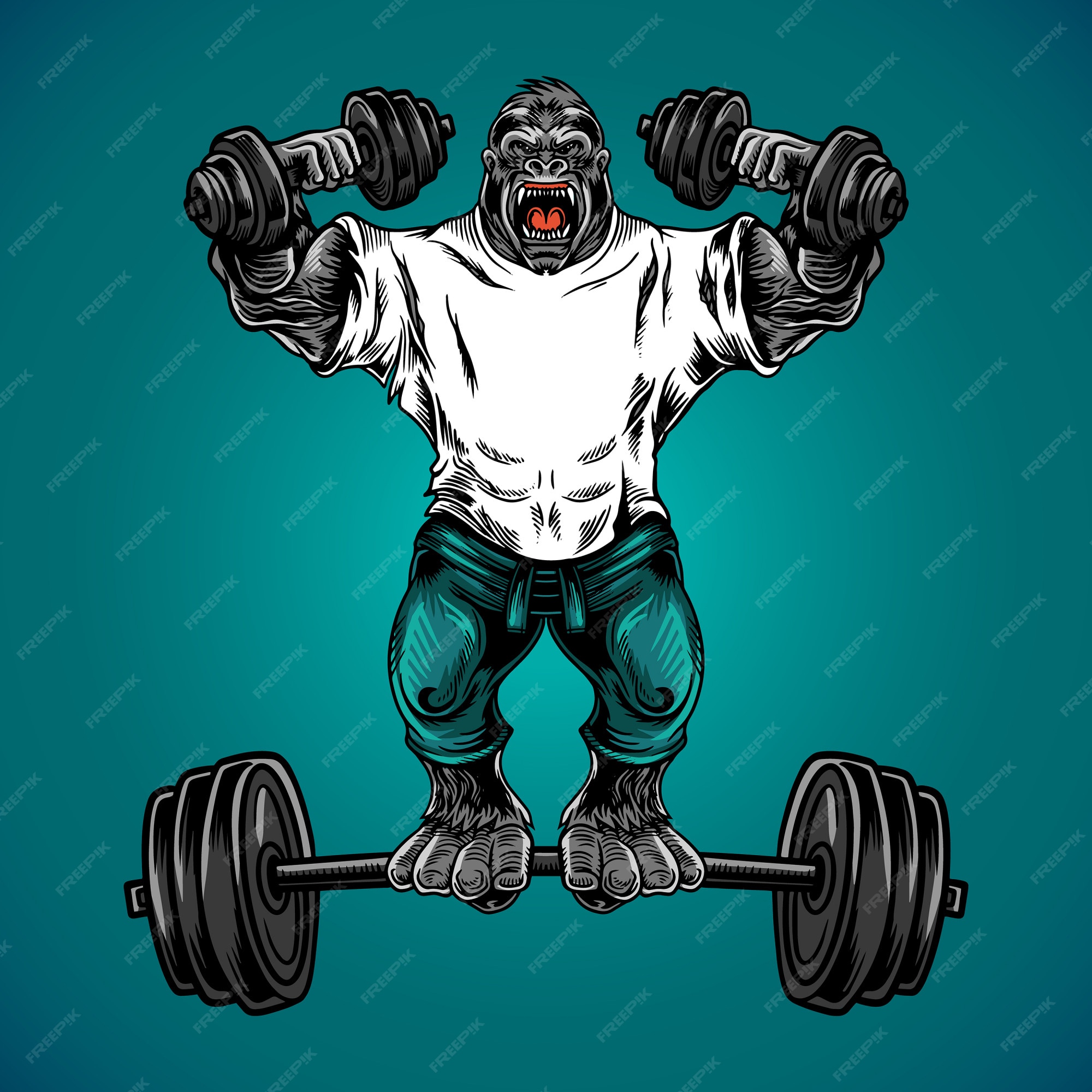 Sanctie Ruwe olie Glimlach Premium Vector | Gorilla fitness gym vector