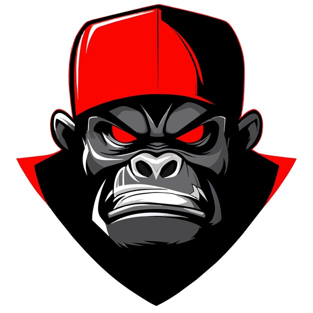 Vettore gorilla gaming esport mascotte disegnato a mano piatto elegante adesivo cartone animato icona concetto isolato