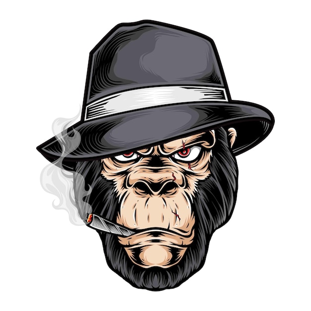 Vector gorilla gangster head logo