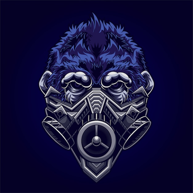 Gorilla gas mask illustration