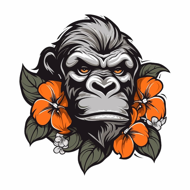 Gorilla handdrawn logo design illustration