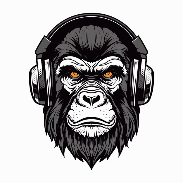 Gorilla handdrawn logo design illustration