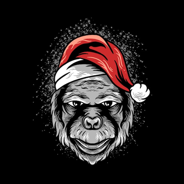 Illustrazione di natale testa di gorilla