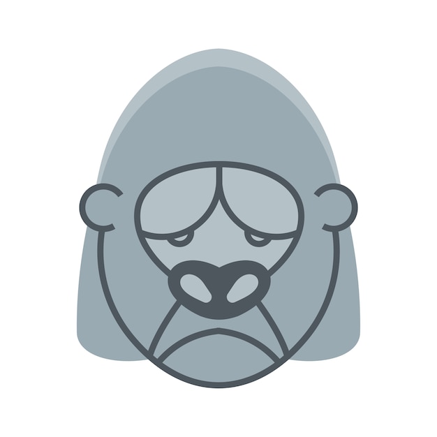 Vector gorilla head in flat design