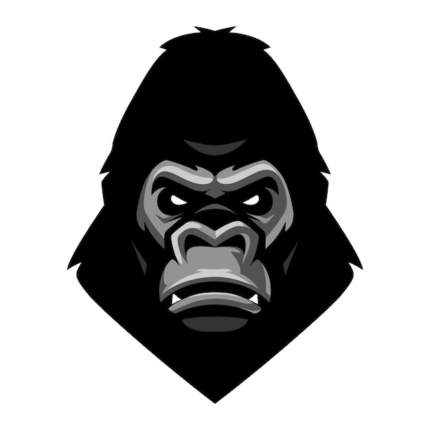 Vector gorilla head icon. monkey logo. animal label. ape mascot. t shirt print.