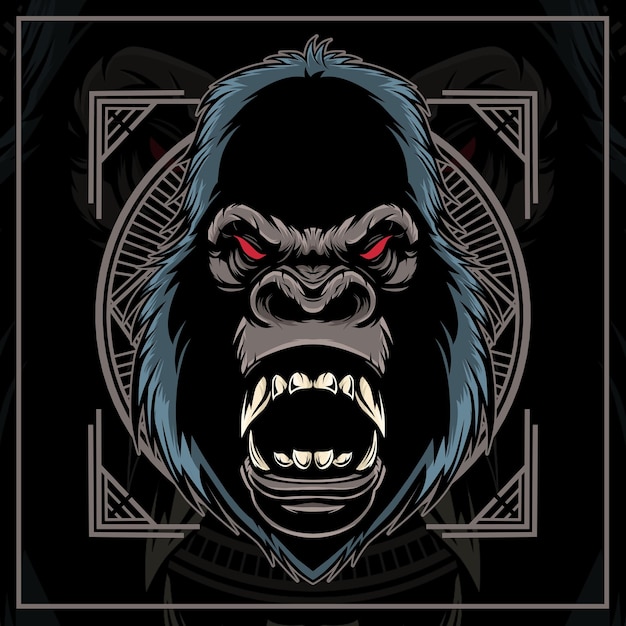 Vector gorilla head illustratie heilige geometrie