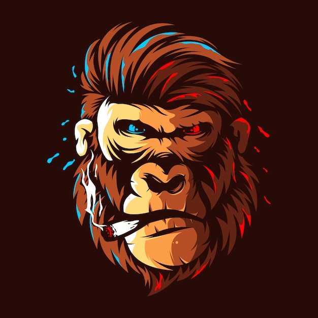 Gorilla head illustration colour logo design