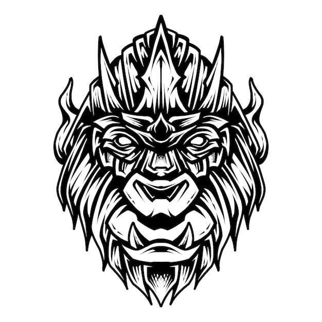 Gorilla Head line art vector illustration