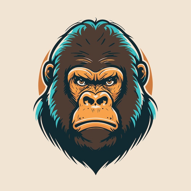 Gorilla head logo animal character logo mascot vector cartoon design template