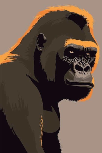 Gorilla head logo animal character logo mascot vector cartoon design template