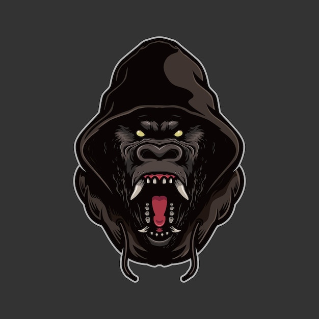 Vector gorilla head logo hooded a jacket