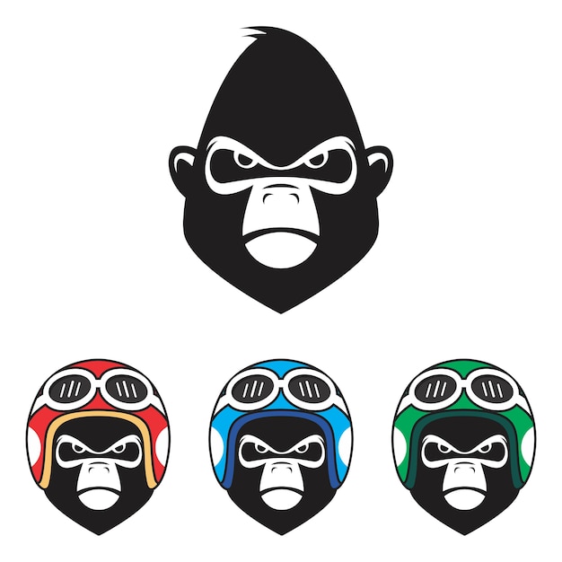 Vector gorilla head logo set