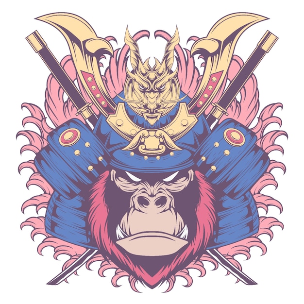 Gorilla head mascot design illustration