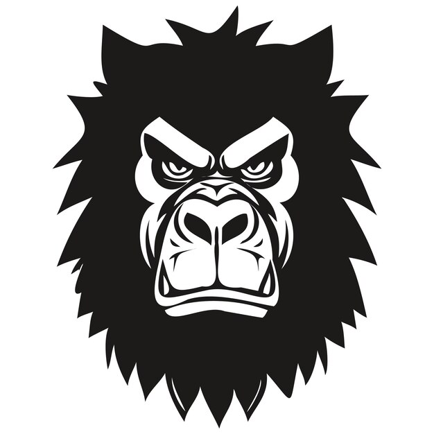 Logo della mascotte della testa di gorilla per i distintivi del modello in bianco e nero della squadra sportiva e di esportazione