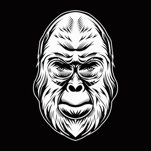 Vector gorilla head on black