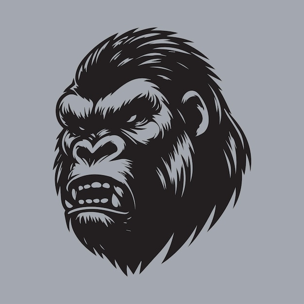 gorilla head vector illustration isolated on gray background for tshirt
