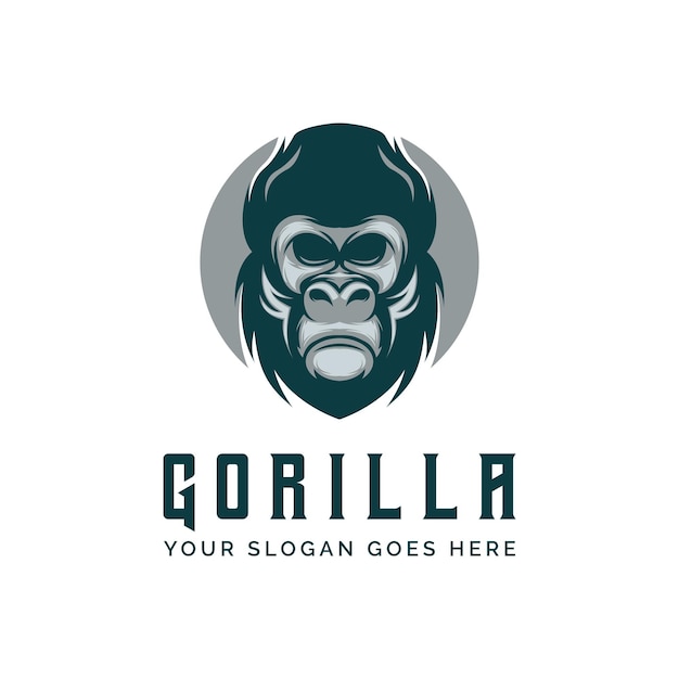 Gorilla Head vintage logo design template in black and white