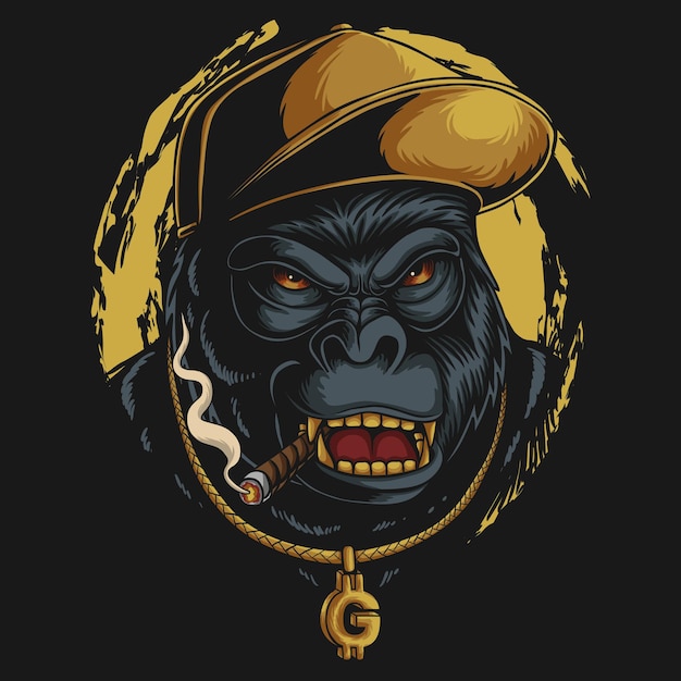 Illustrazione vettoriale di gorilla hip-hop