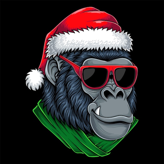 Gorilla hoofd dragen accessoires kerst vectorillustratie