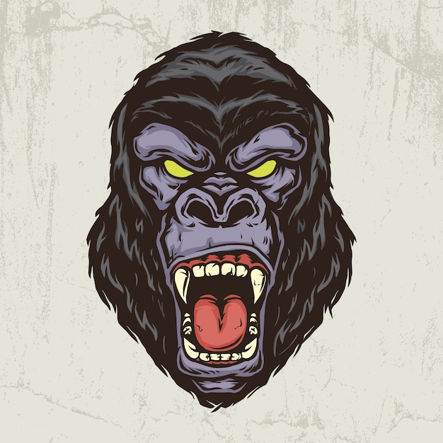 Vector gorilla hoofd hand getekende illustratie