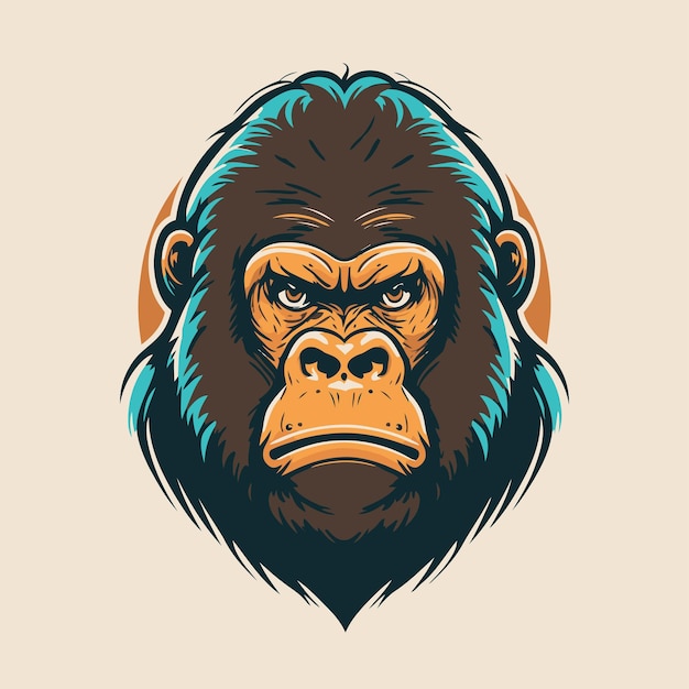 Gorilla hoofd logo dierlijk karakter logo mascotte vector cartoon ontwerpsjabloon