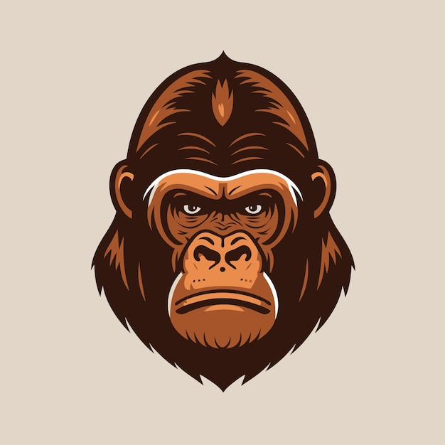 Gorilla hoofd logo dierlijk karakter logo mascotte vector cartoon ontwerpsjabloon