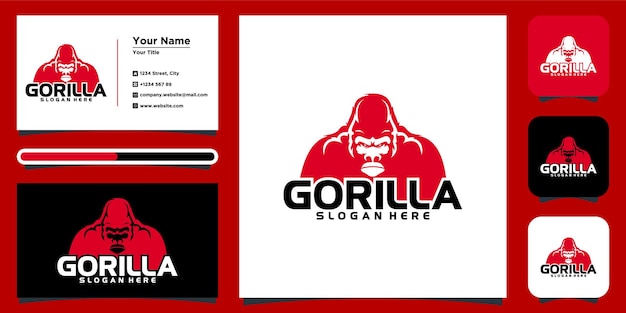 Gorilla illustratie vector logo sjabloon. logo ontwerp en visitekaartje