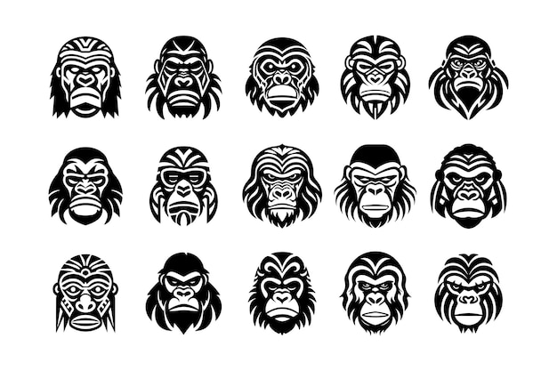 Vector gorilla illustration design collection