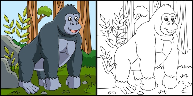 Gorilla Kleurplaat Vectorillustratie