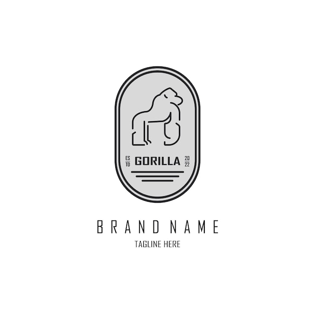 Gorilla line style logo template design for brand or company and other