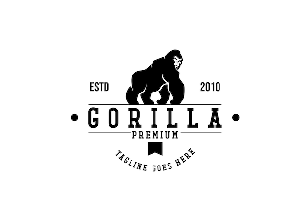 Gorilla Logo Design Vector Template Modern Design Flat Logo Gorilla Icon Vector Illustration