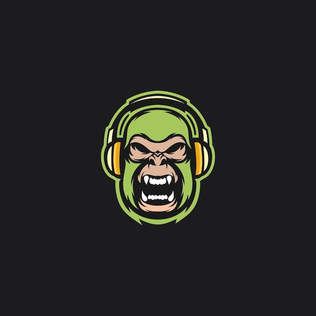 Gorilla logo listening music