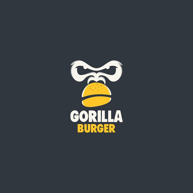 gorilla logo mascot with burger mouth