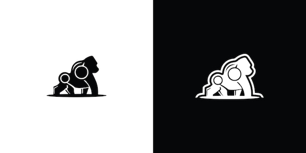 Gorilla-logo sjabloonontwerp premium vector