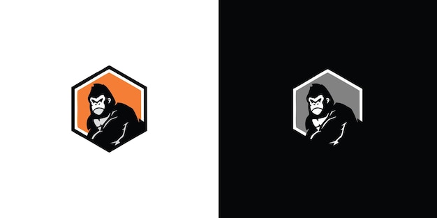 Disegno del modello logo gorilla vettore premium