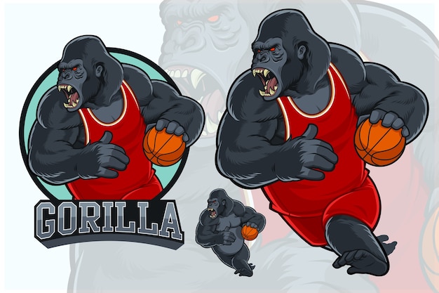 Mascotte gorilla per squadra di basket