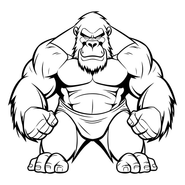 Дизайн талисмана гориллы Векторная иллюстрация готова к резке винила