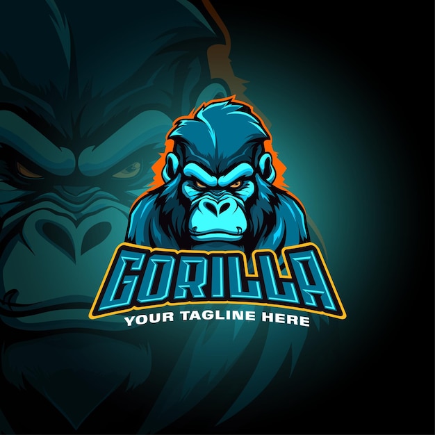 Vector gorilla mascot gaming logo esport