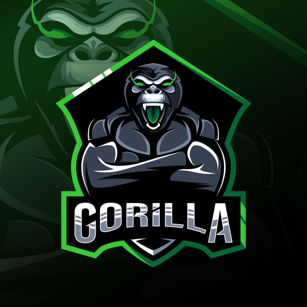 Gorilla mascotte logo esport