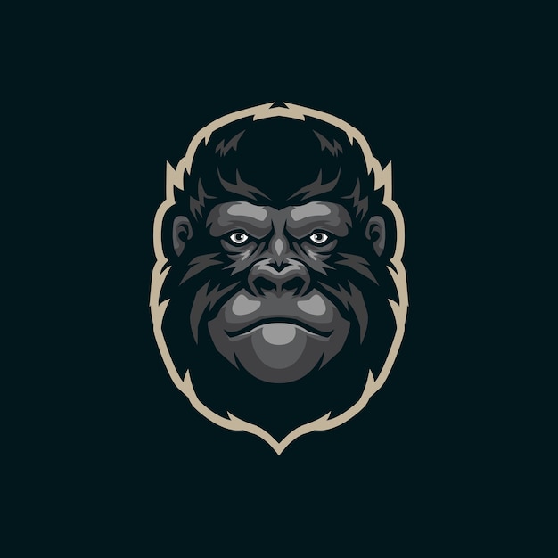 Gorilla mascot logo ontwerp vector met moderne illustratie concept stijl voor badge, embleem en t-shirt afdrukken. gorilla hoofd illustratie.