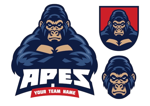 Gorilla mascot logo with crossed hands