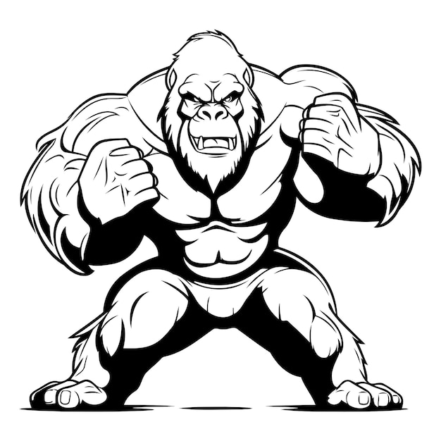Gorilla Mascot Vector illustratie klaar voor vinyl snijden